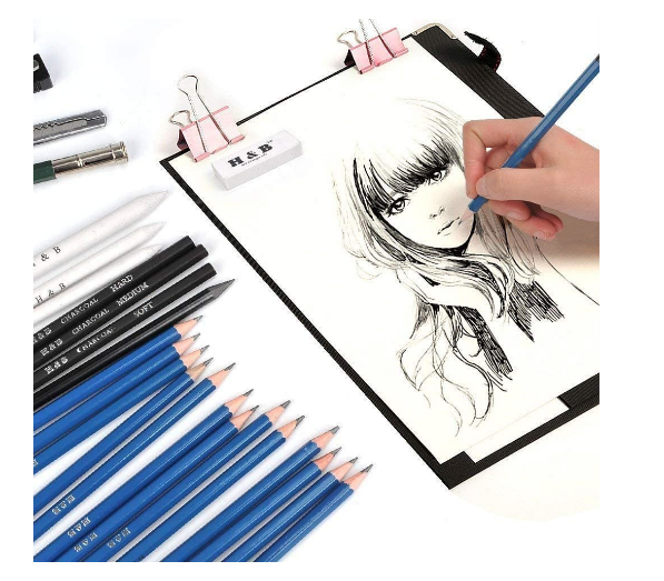 H & B Drawing Pencils Set, 40-Piece Sketch Pencils and Drawing Kit